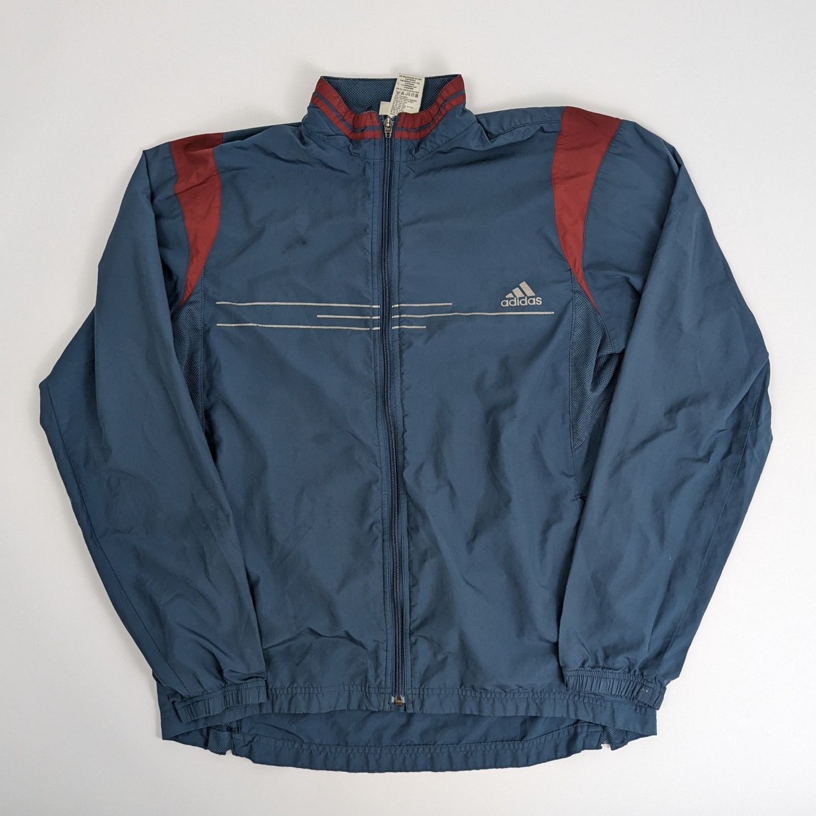 Vintage Adidas Windbreaker Jacket - Blue/red Panelled Reflective Stripe - Size M