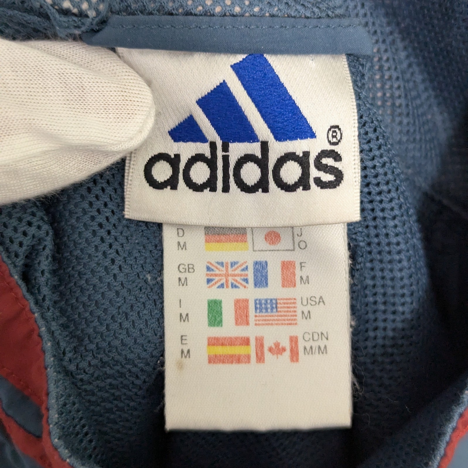 Vintage Adidas Windbreaker Jacket - Blue/red Panelled Reflective Stripe - Size M