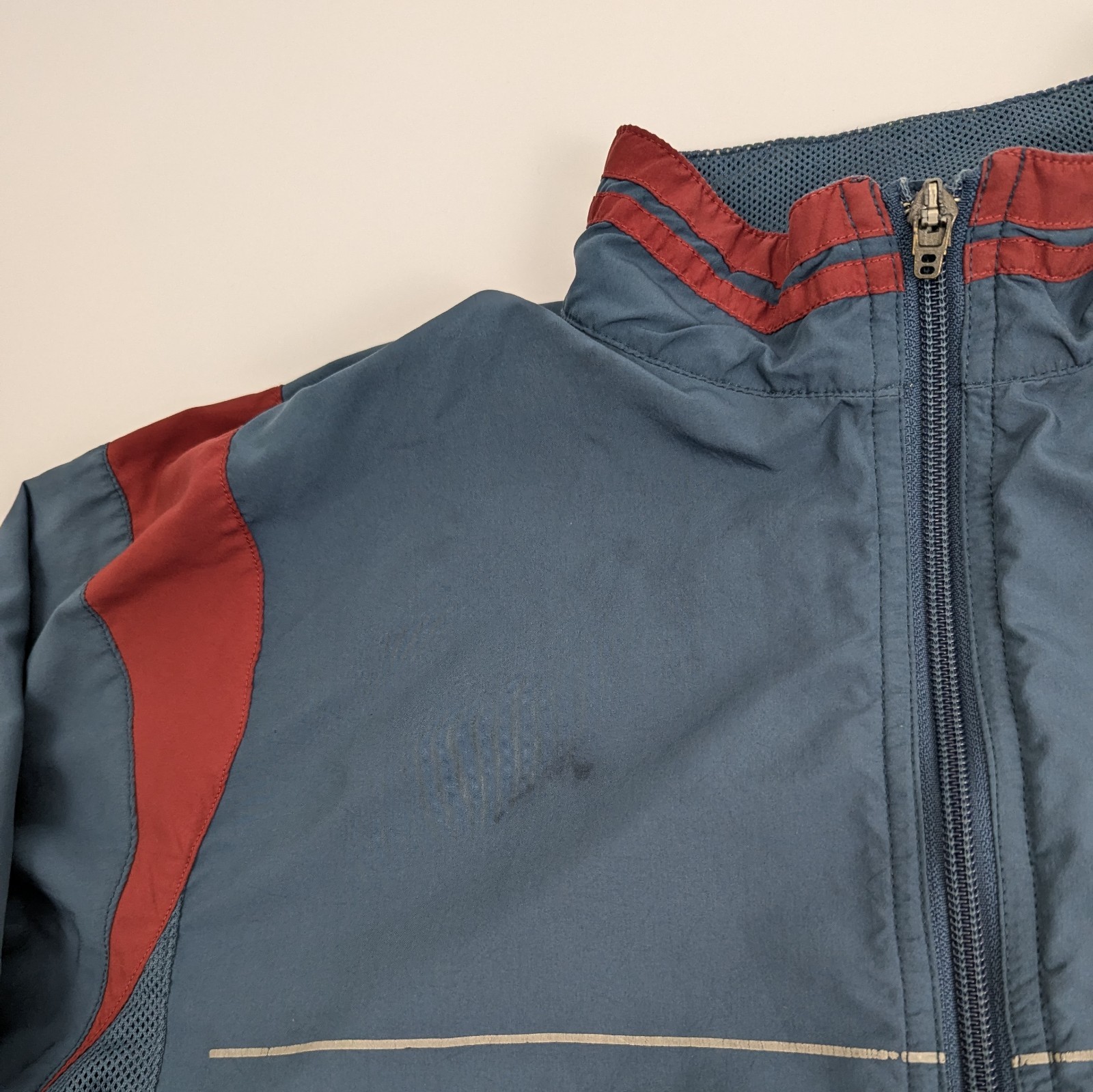 Vintage Adidas Windbreaker Jacket - Blue/red Panelled Reflective Stripe - Size M