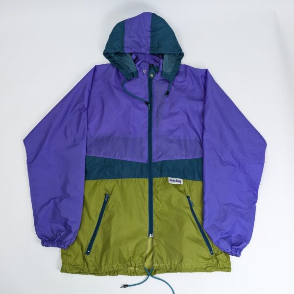 Vintage Colour Block Windbreaker Jacket - Purple/green - Size L