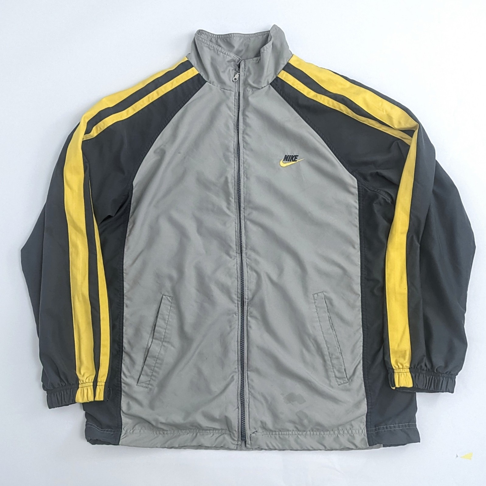 Vintage Nike Track Jacket - Grey Yellow - Size L