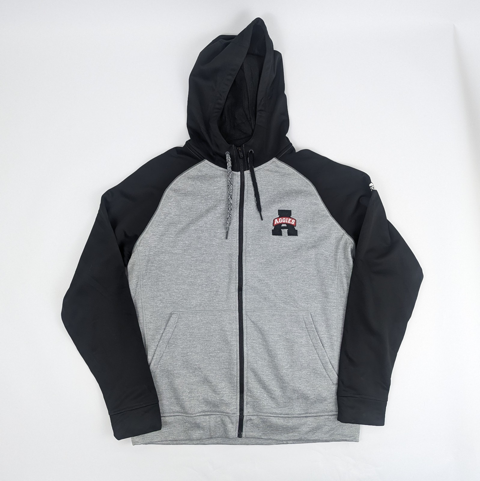 Adidas Climawarm Aggies Full Zip Hoodie - Grey Black - Men’s Large