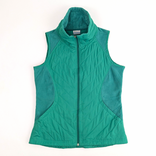 Columbia Women's Hybrid Fleece Gilet - Green - Size Small - Quilted Outdoor Vest