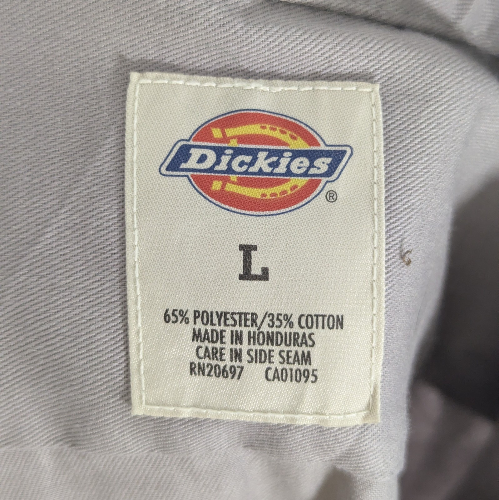 Dickies Work Shirt - Grey - Men's Large - Short Sleeve Workwear Utility