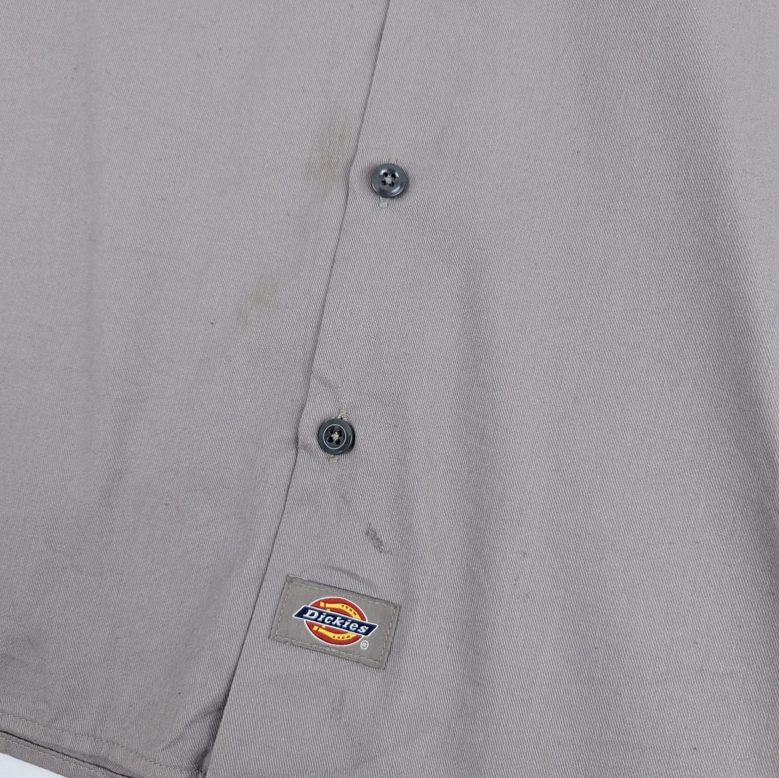 Dickies Work Shirt - Grey - Men's Large - Short Sleeve Workwear Utility