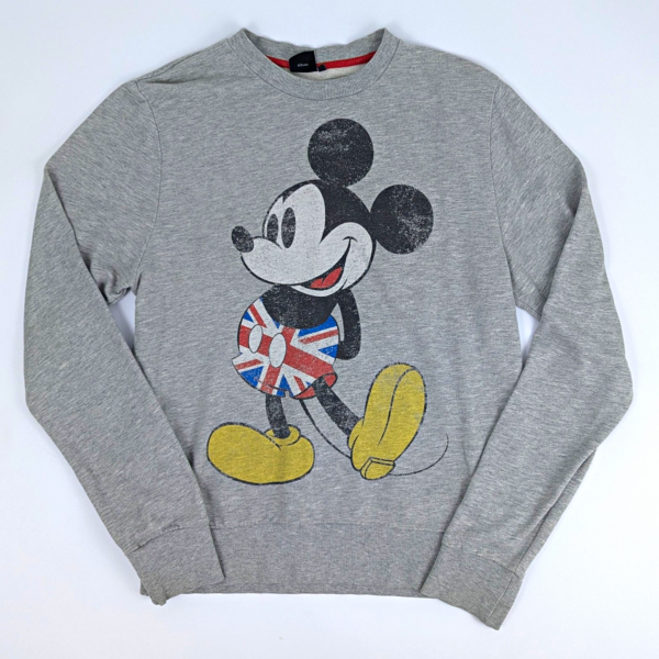 Disney Mickey Mouse Sweatshirt - Grey Union Jack Graphic - Size Large