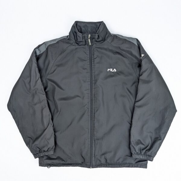Fila Biella Italia Vintage Fleece Lined Windbreaker Jacket - Black/grey - Size L