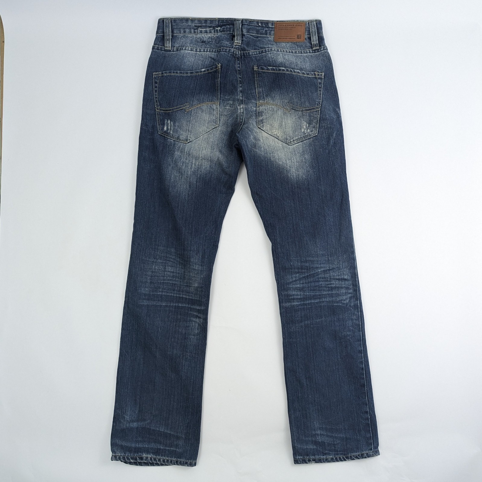 Jack & Jones Rick Vintage Jeans - Distressed Blue Denim - W32 L34 - Straight Leg