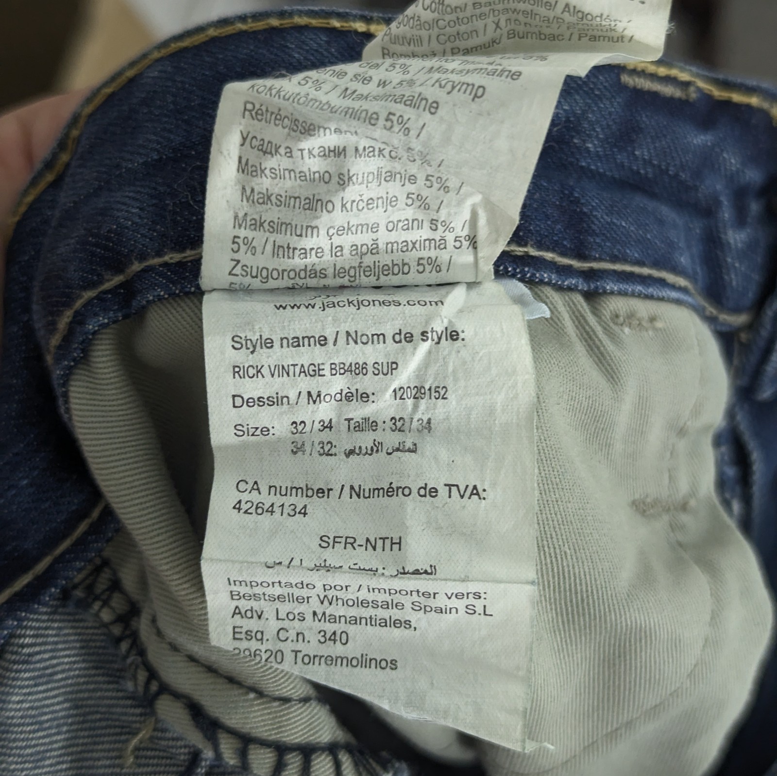 Jack & Jones Rick Vintage Jeans - Distressed Blue Denim - W32 L34 - Straight Leg