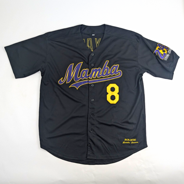 Kobe Bryant Mamba Forever Baseball Jersey - Black / Purple / Gold - Men's Xl