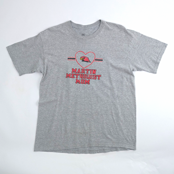 Martin Methodist College Mom T-shirt - Grey / Red - Made In Usa - Size L