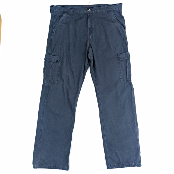 Men’s Cargo Trousers - Blue - Cotton Canvas - Straight Leg - 38x32 - Care001