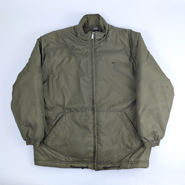 Nike Y2k Puffer Jacket - Olive Green - Size Xxl - Early 2000s