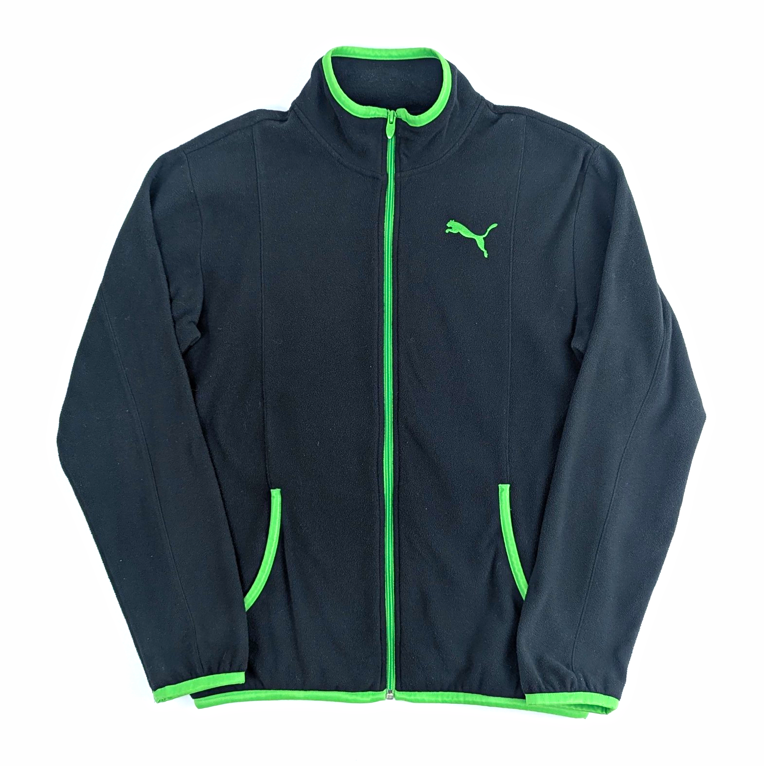 Puma Sport Lifestyle Fleece Jacket - Black / Green - Men's Small - Full Zip