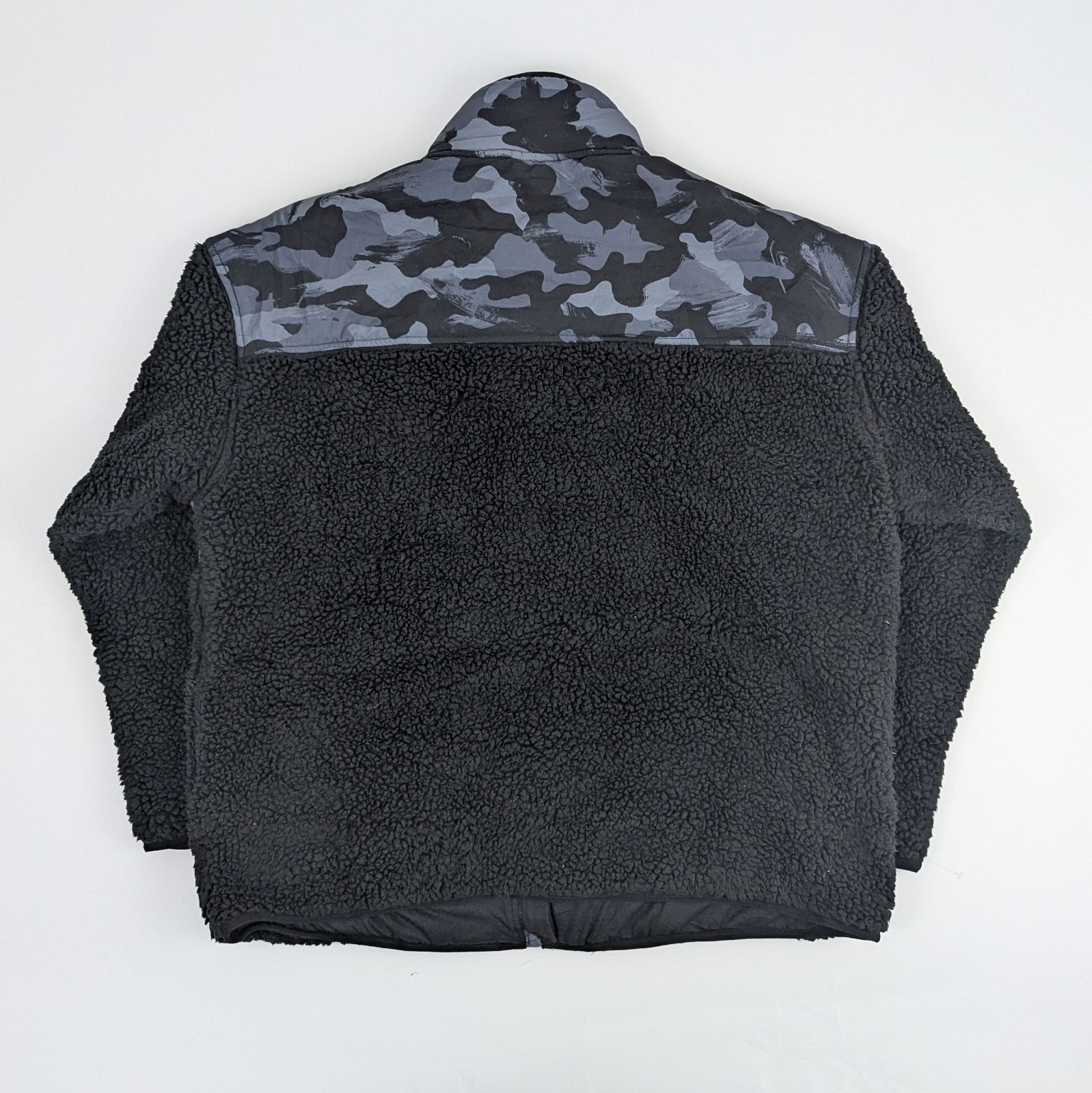 Reebok Sherpa Fleece Jacket - Black / Grey Camo - Size Xl - Teddy Full Zip