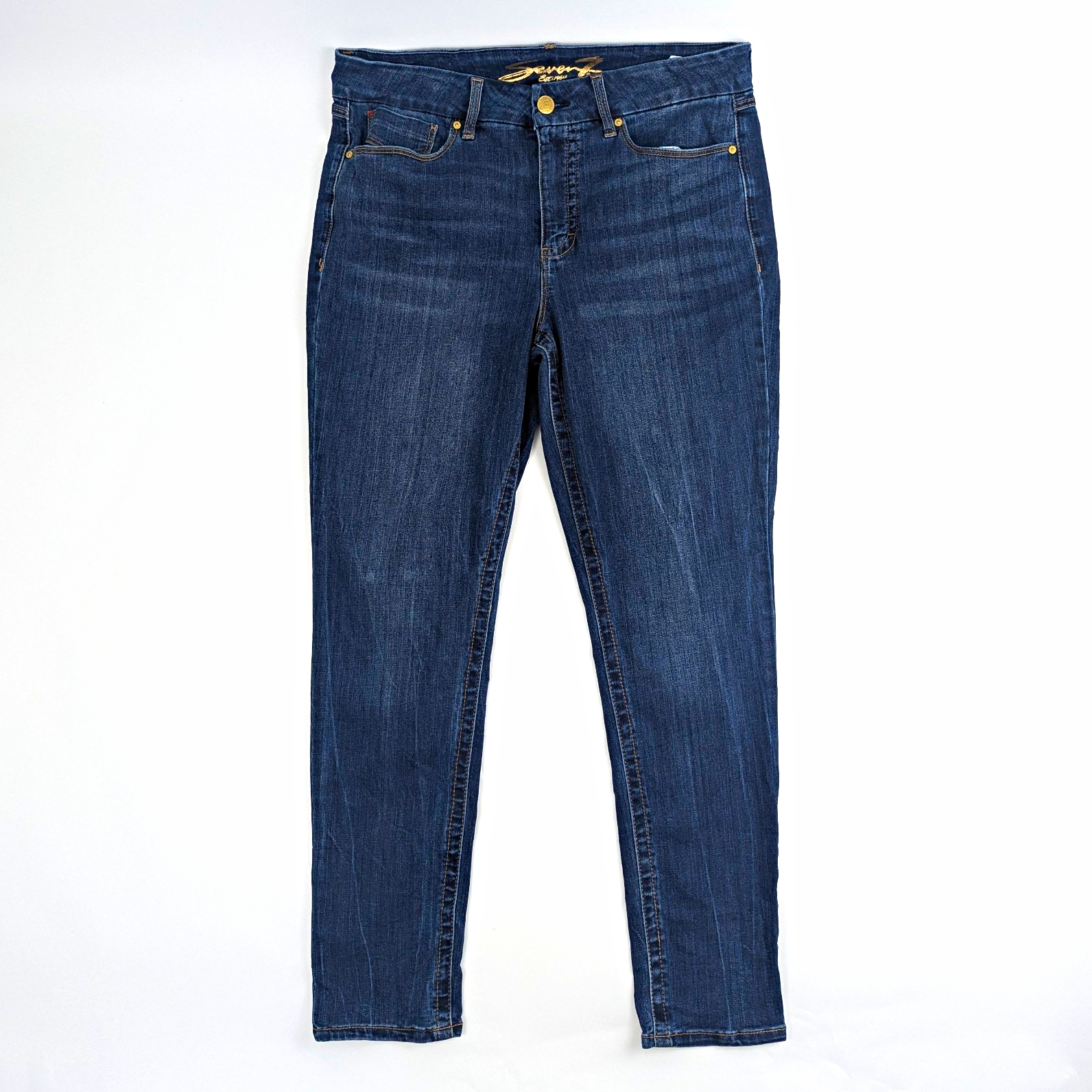 Seven7 Tummyless High Rise Skinny Jeans - Dark Blue Denim - Women's Size 16