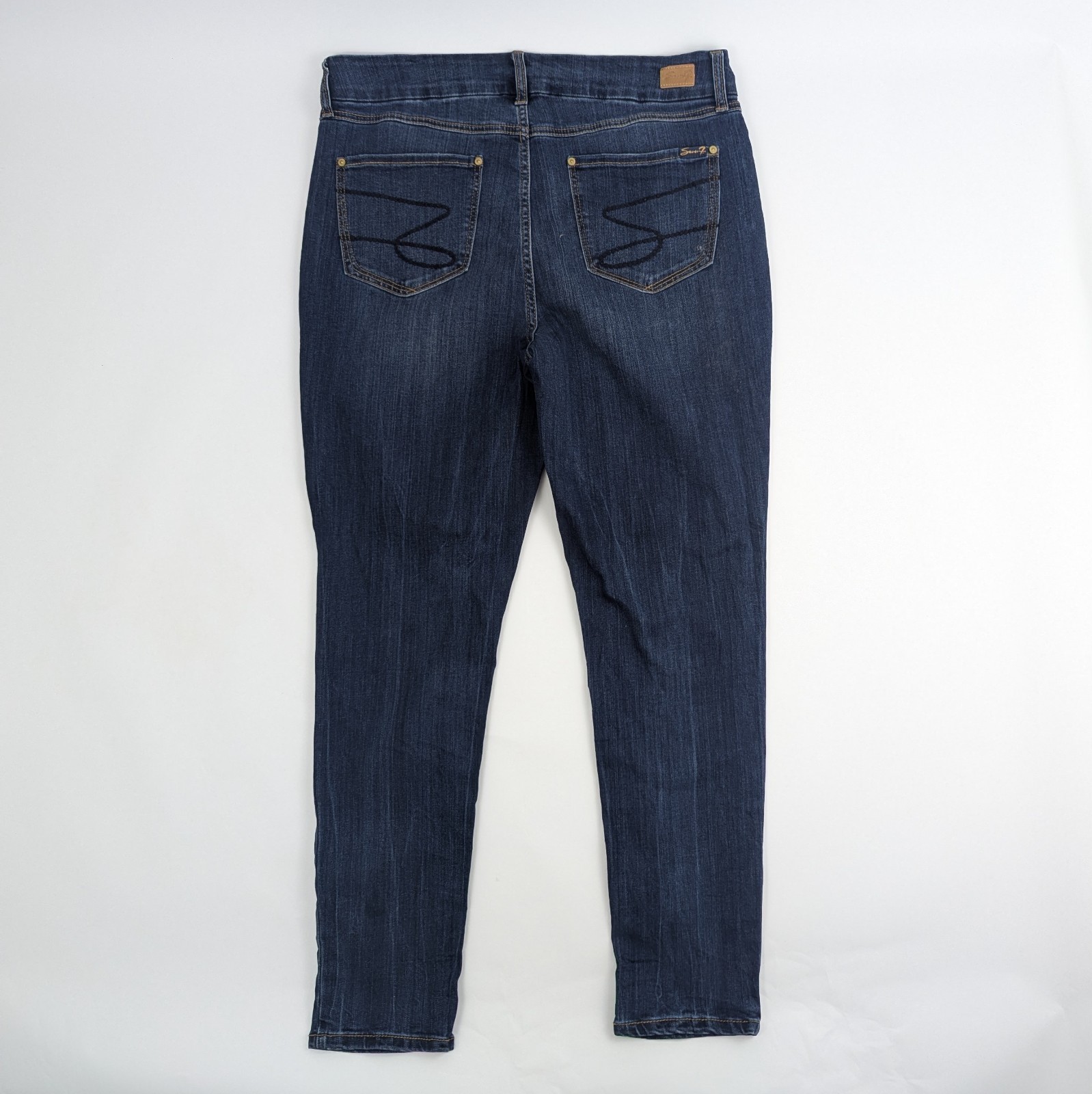 Seven7 Tummyless High Rise Skinny Jeans - Dark Blue Denim - Women's Size 16