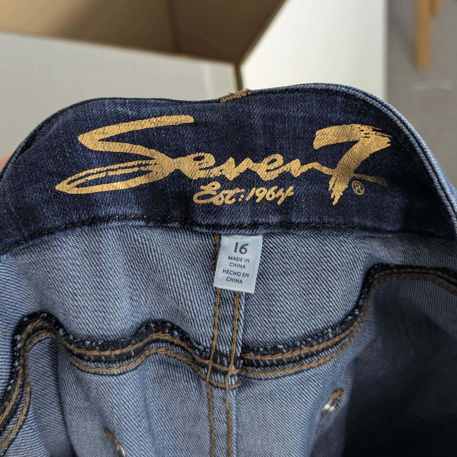 Seven7 Tummyless High Rise Skinny Jeans - Dark Blue Denim - Women's Size 16