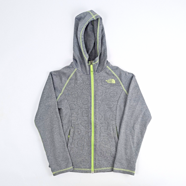 The North Face Girls Hooded Fleece - Grey / Green - Age 10-12 / M