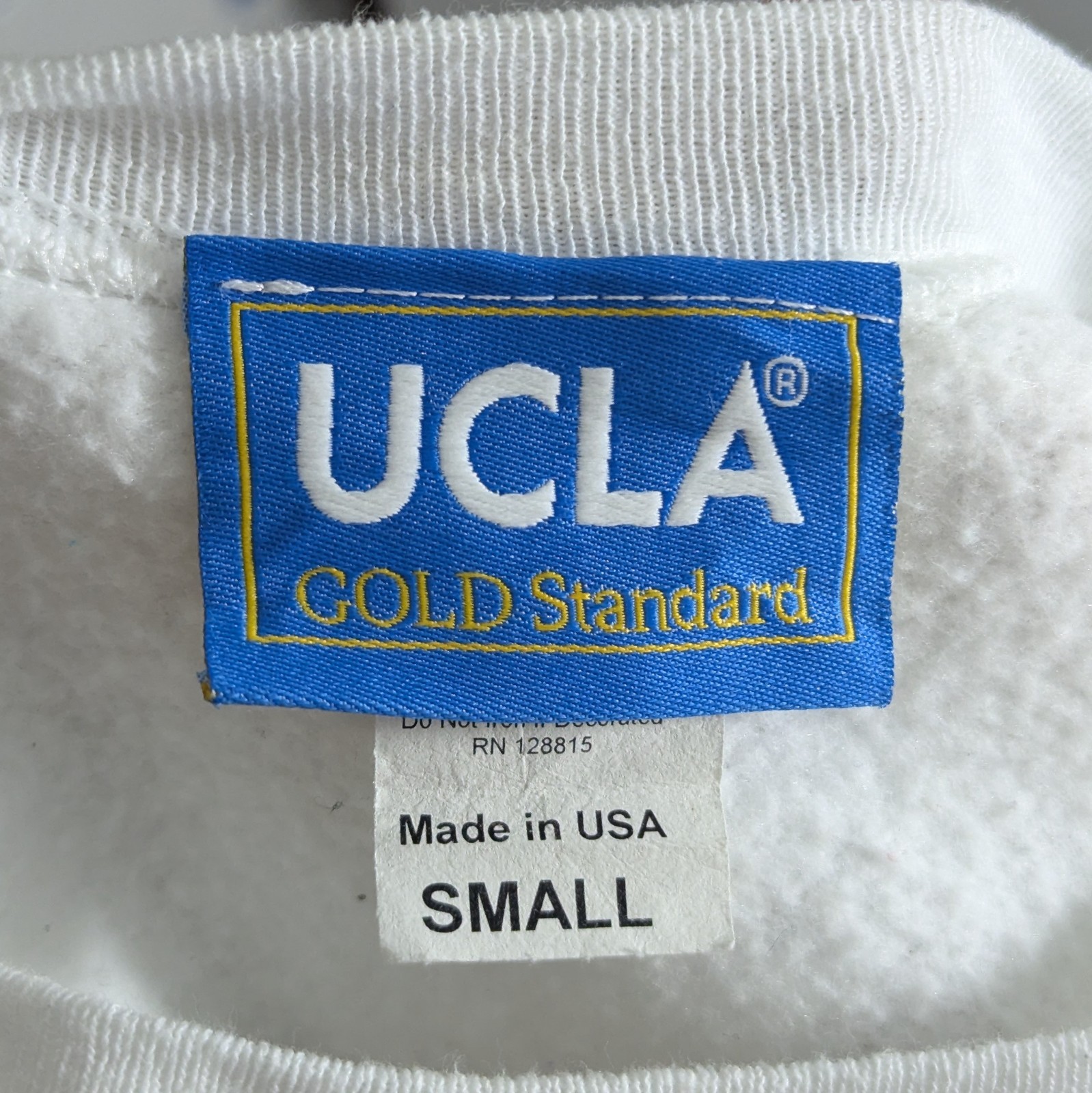 Ucla Gold Standard Sweatshirt - White / Blue / Gold - Usa Made - Size Small
