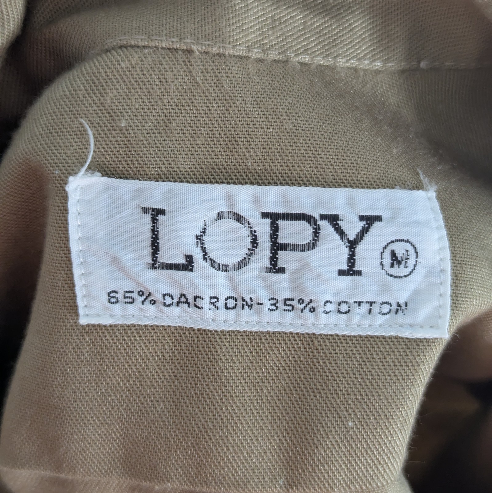 Vintage 80s Lopy Safari Shirt - Khaki Brown - Men's Medium - Dacron Cotton
