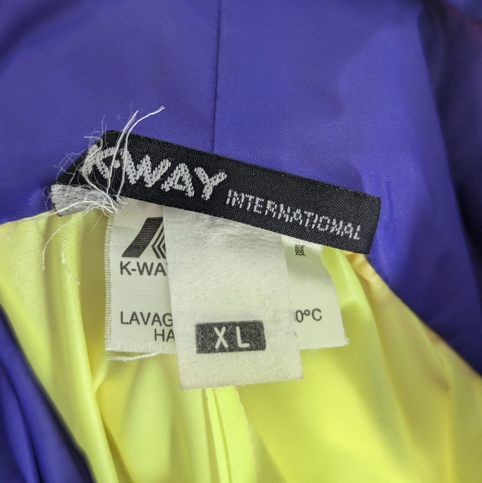Vintage 90s K-way Off The Road Windbreaker - Neon Yellow / Purple / Red - Xl
