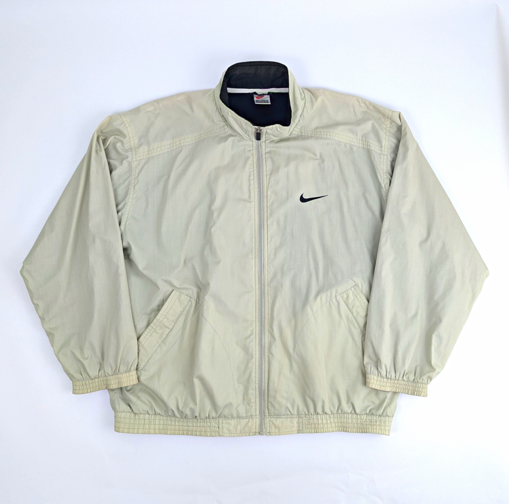 Vintage 90s Nike Windbreaker Jacket - Beige / Black - Size Large