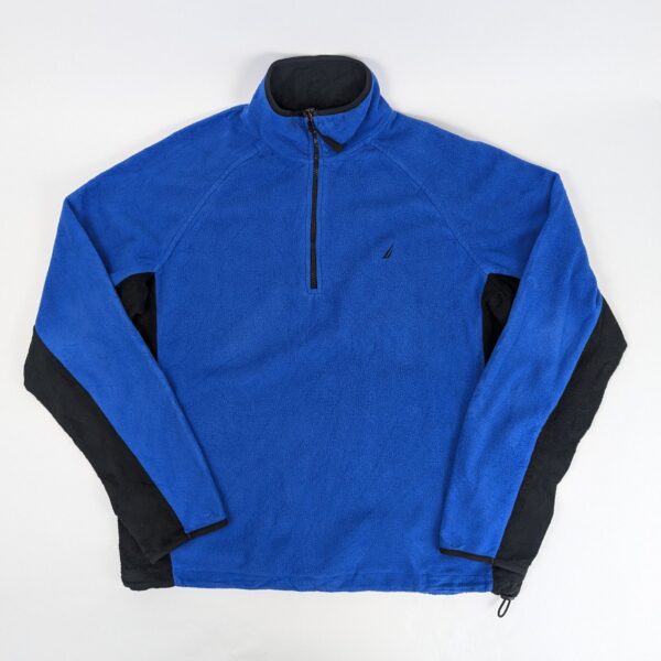 Vintage Nautica Fleece Quarter Zip - Blue / Black - Size L