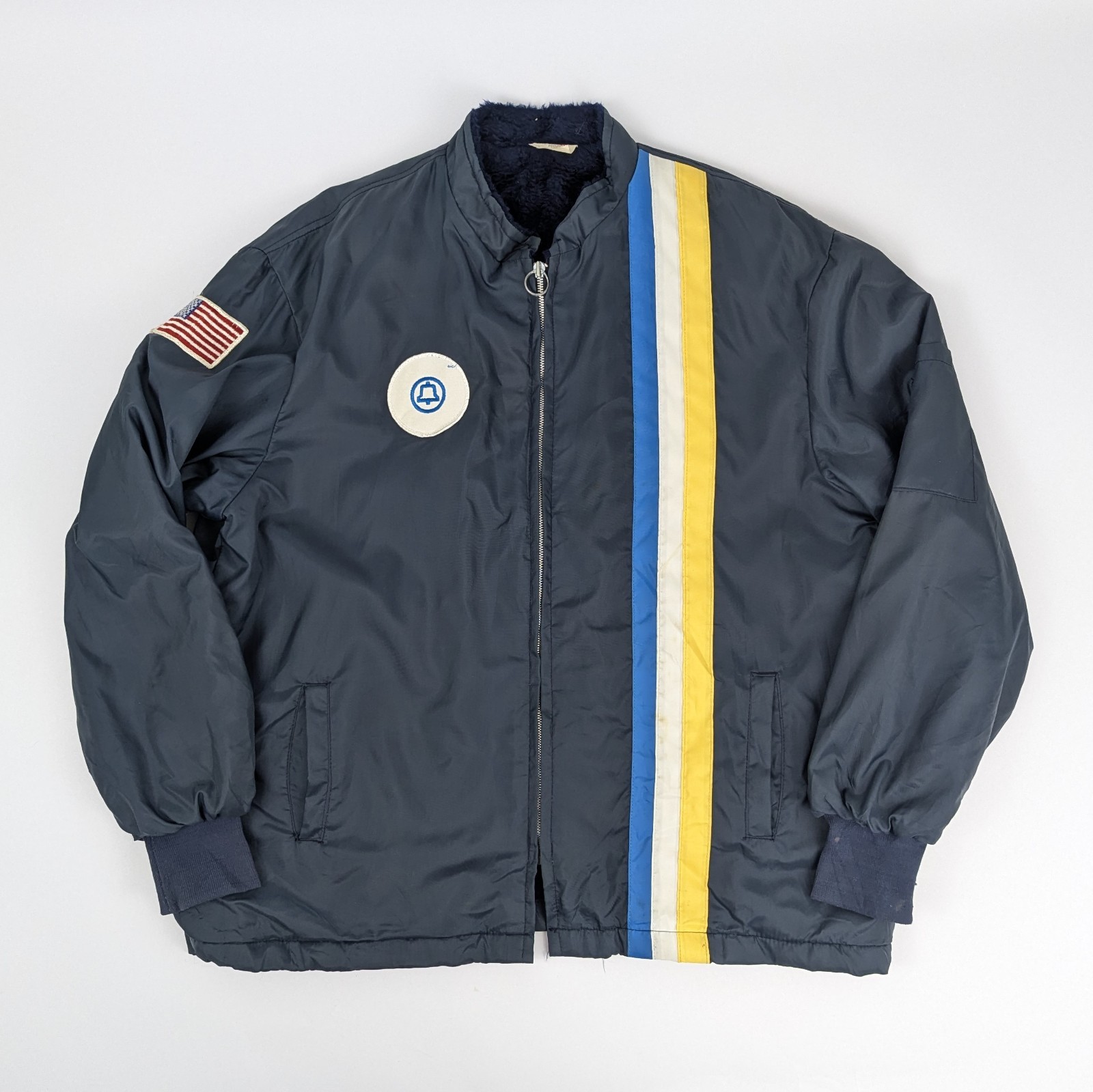 Vintage The Great Lakes Jacket Racing Style Jacket - Navy/blue/yellow - Size Xl